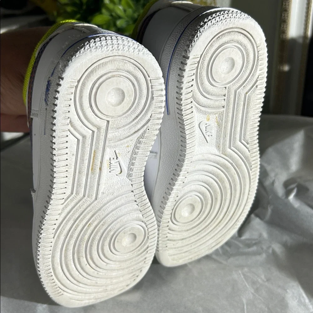 Nike White Sneakers with Blue and Yellow Highlights